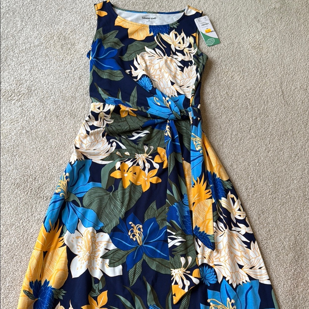 NEW Lands' End Women's Cotton Modal Sleeveless Tie Waist Maxi Dress - Picture 9 of 13